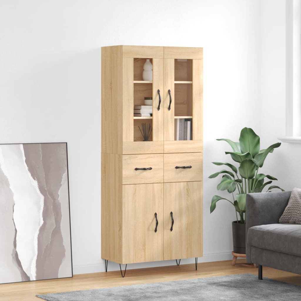 Highboard sonoma eik 69,5x34x180 cm konstruert tre vidaXL