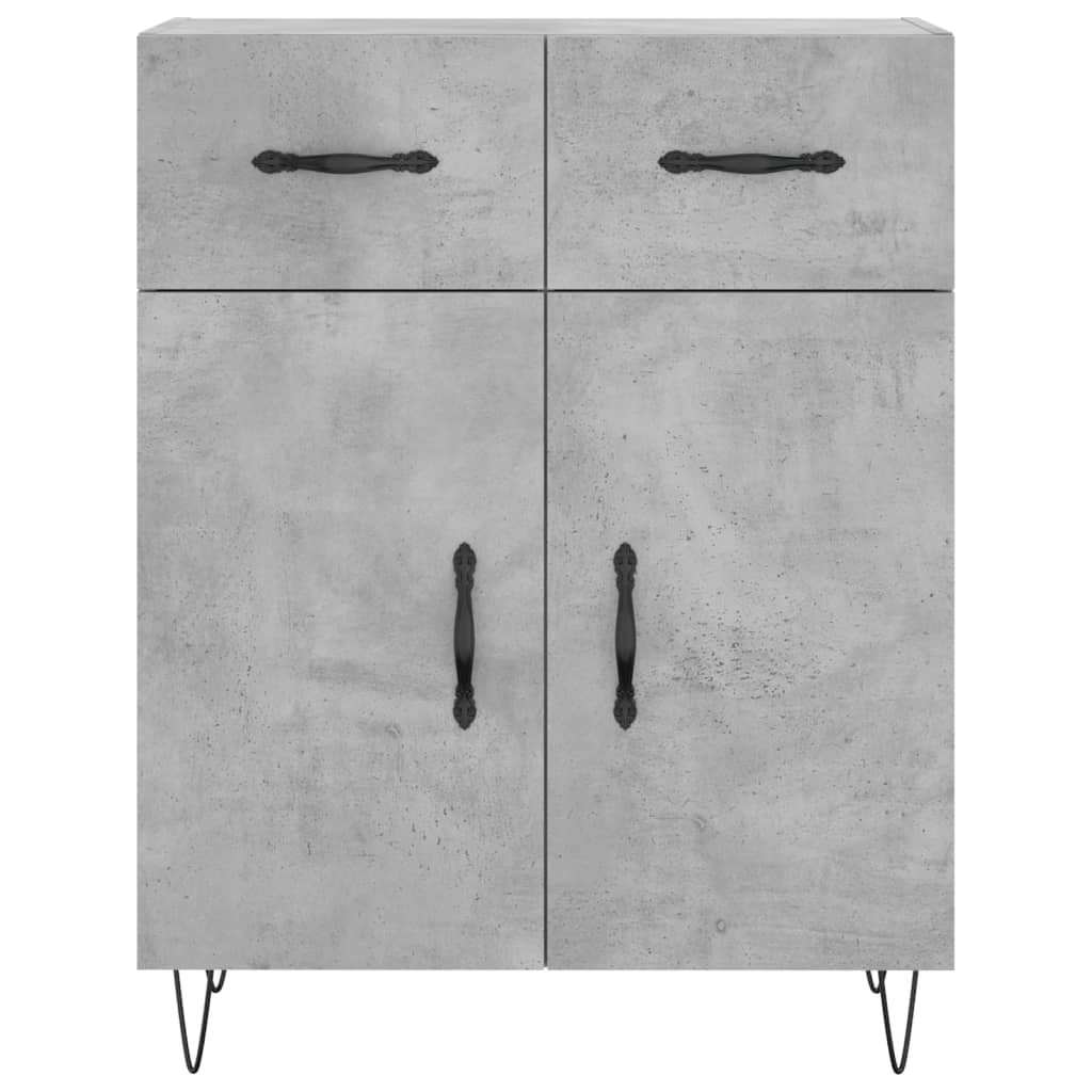 Highboard betonggrå 69,5x34x180 cm konstruert tre