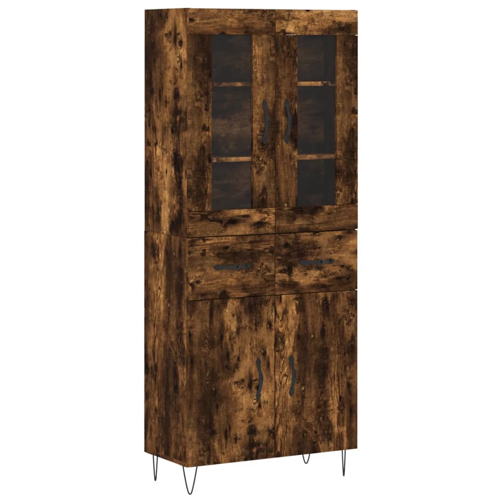 Highboard røkt eik 69,5x34x180 cm konstruert tre