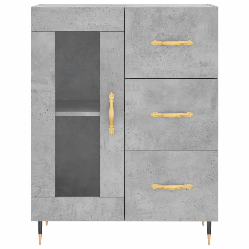 Highboard betonggrå 69,5x34x180 cm konstruert tre