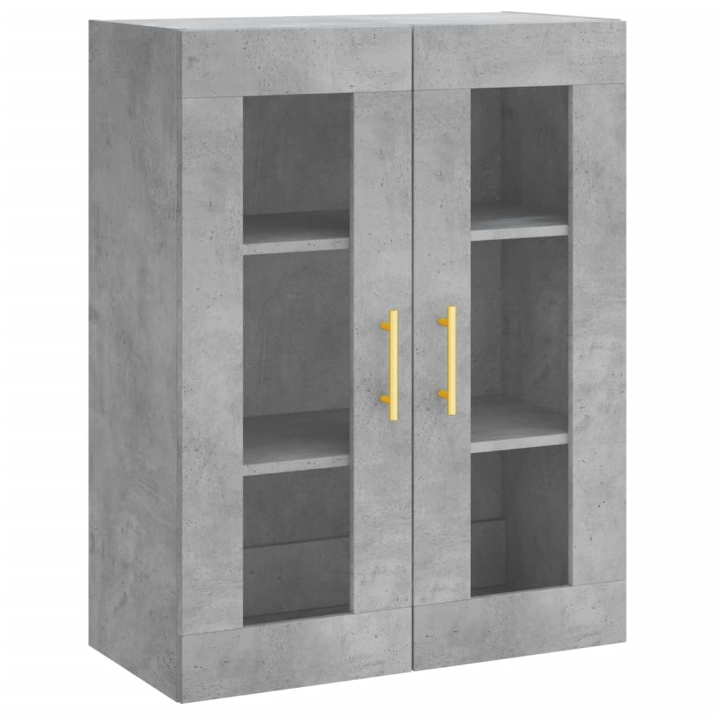 Highboard betonggrå 69,5x34x180 cm konstruert tre
