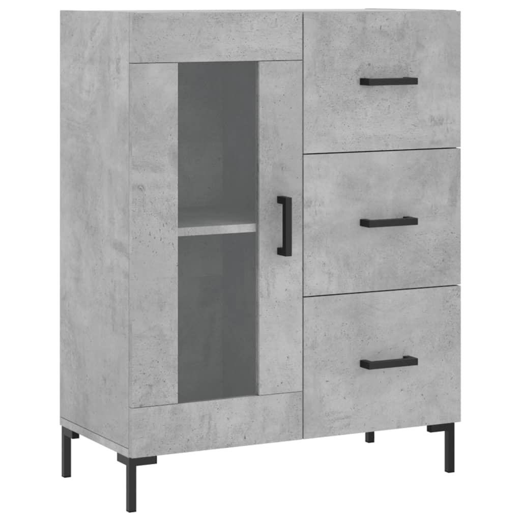 Highboard betonggrå 69,5x34x180 cm konstruert tre