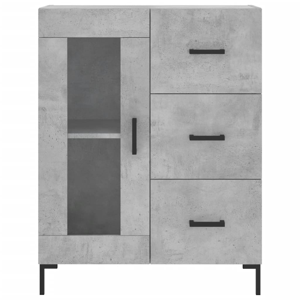 Highboard betonggrå 69,5x34x180 cm konstruert tre