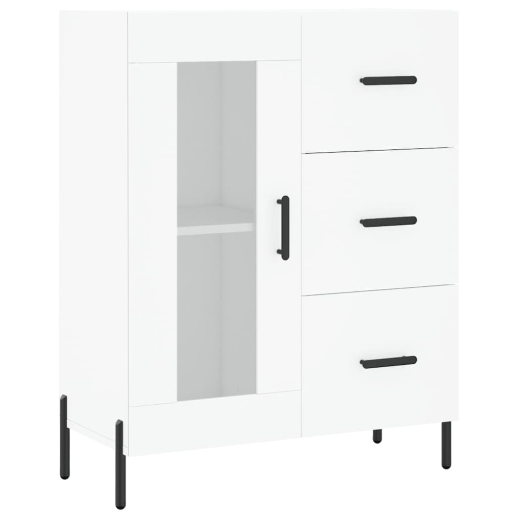 Highboard hvit 69,5x34x180 cm konstruert tre
