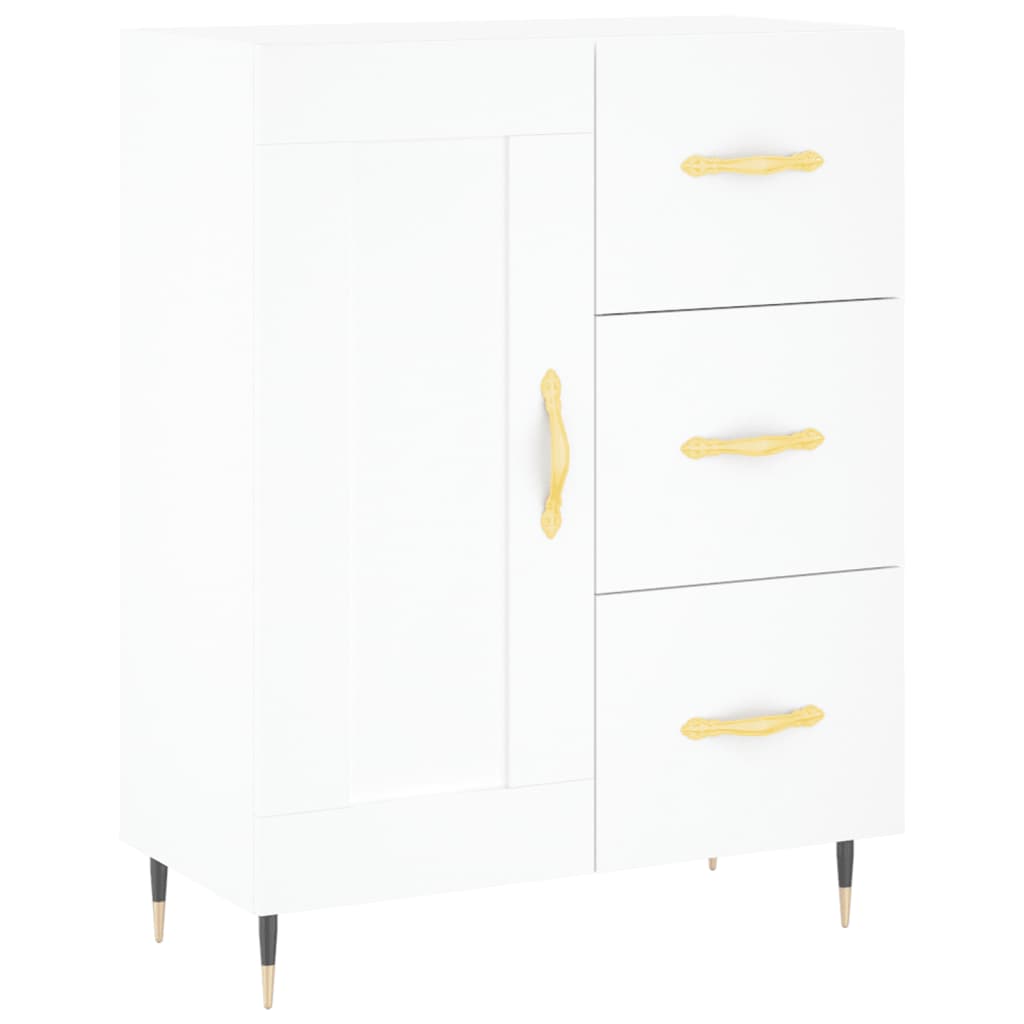 Highboard hvit 69,5x34x180 cm konstruert tre