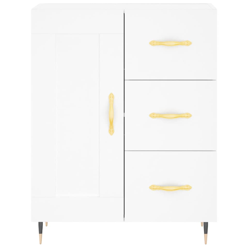 Highboard hvit 69,5x34x180 cm konstruert tre
