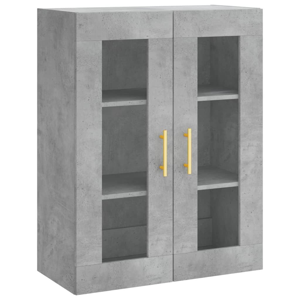 Highboard betonggrå 69,5x34x180 cm konstruert tre