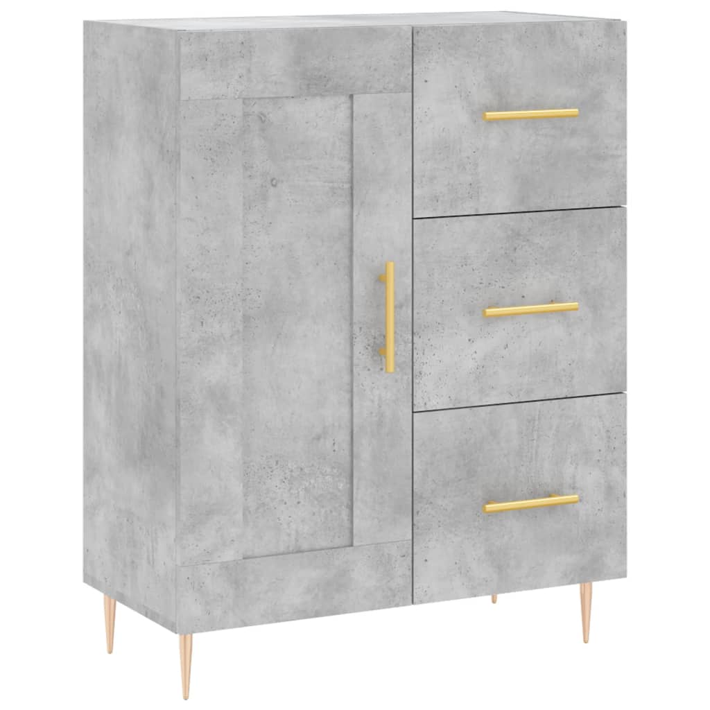 Highboard betonggrå 69,5x34x180 cm konstruert tre