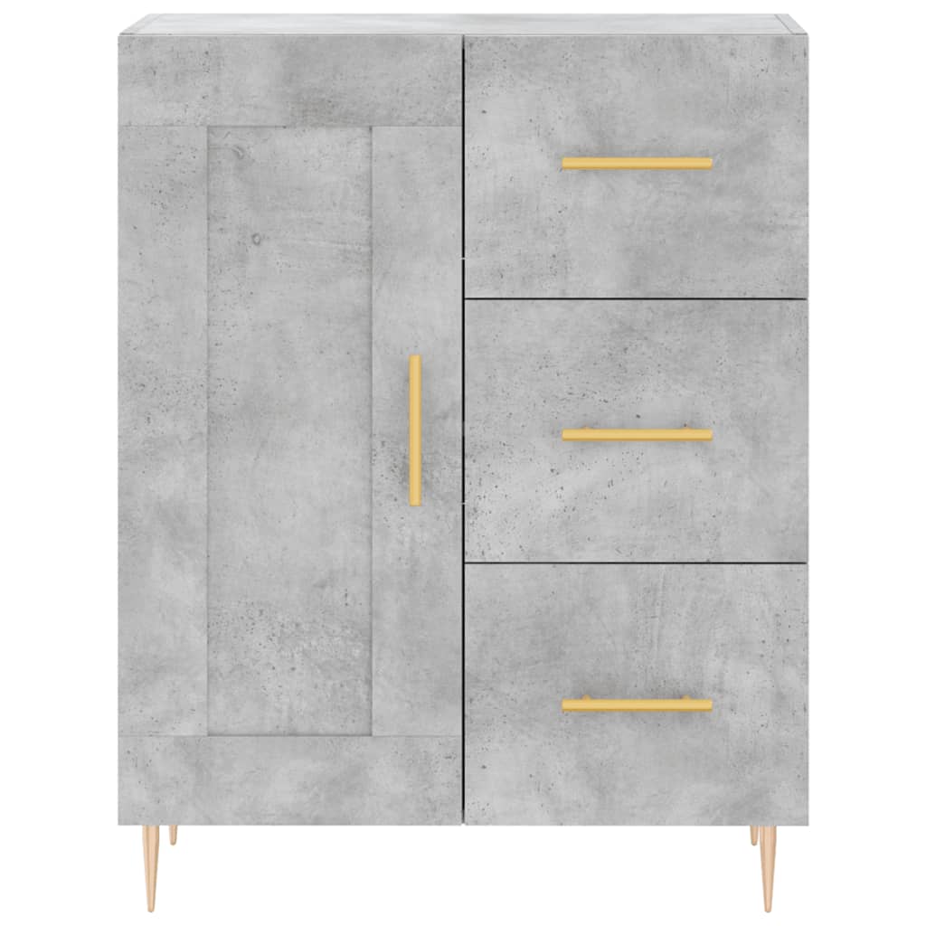 Highboard betonggrå 69,5x34x180 cm konstruert tre