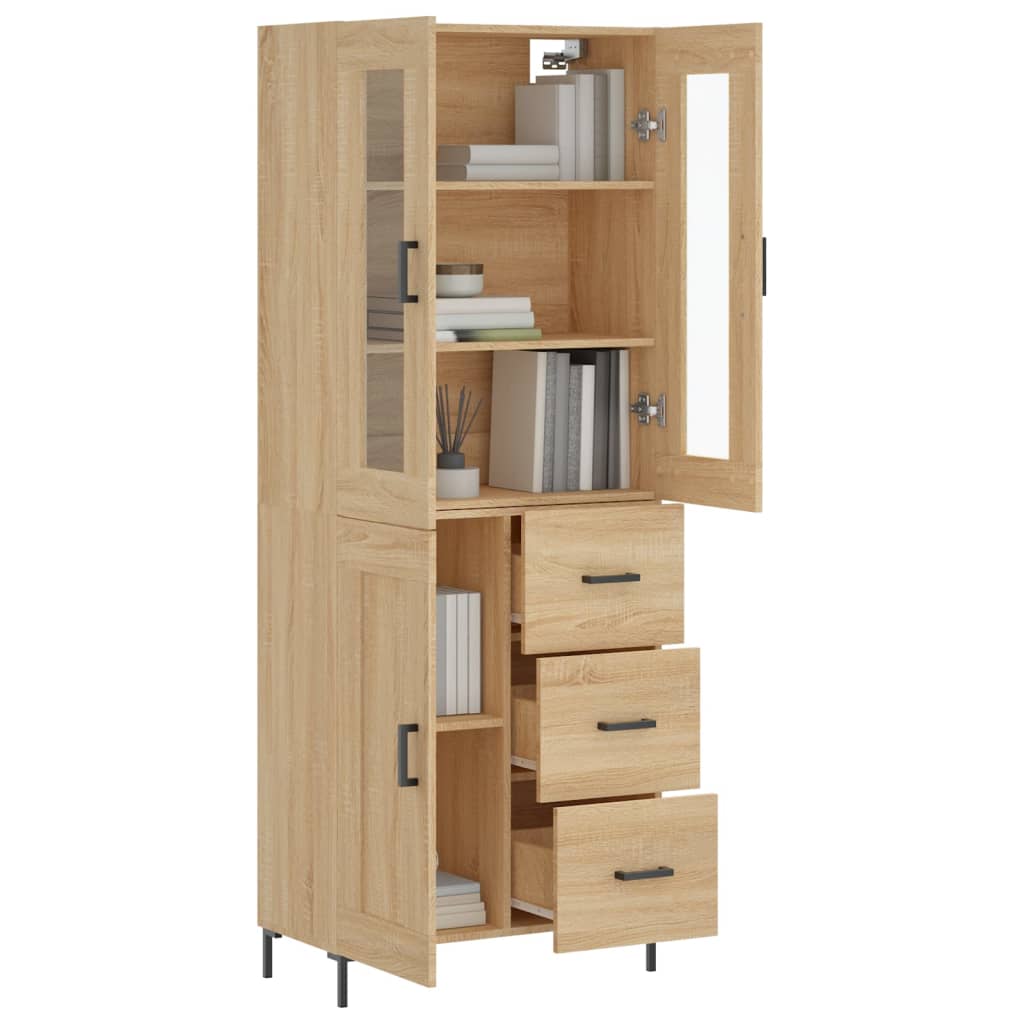 Highboard sonoma eik 69,5x34x180 cm konstruert tre