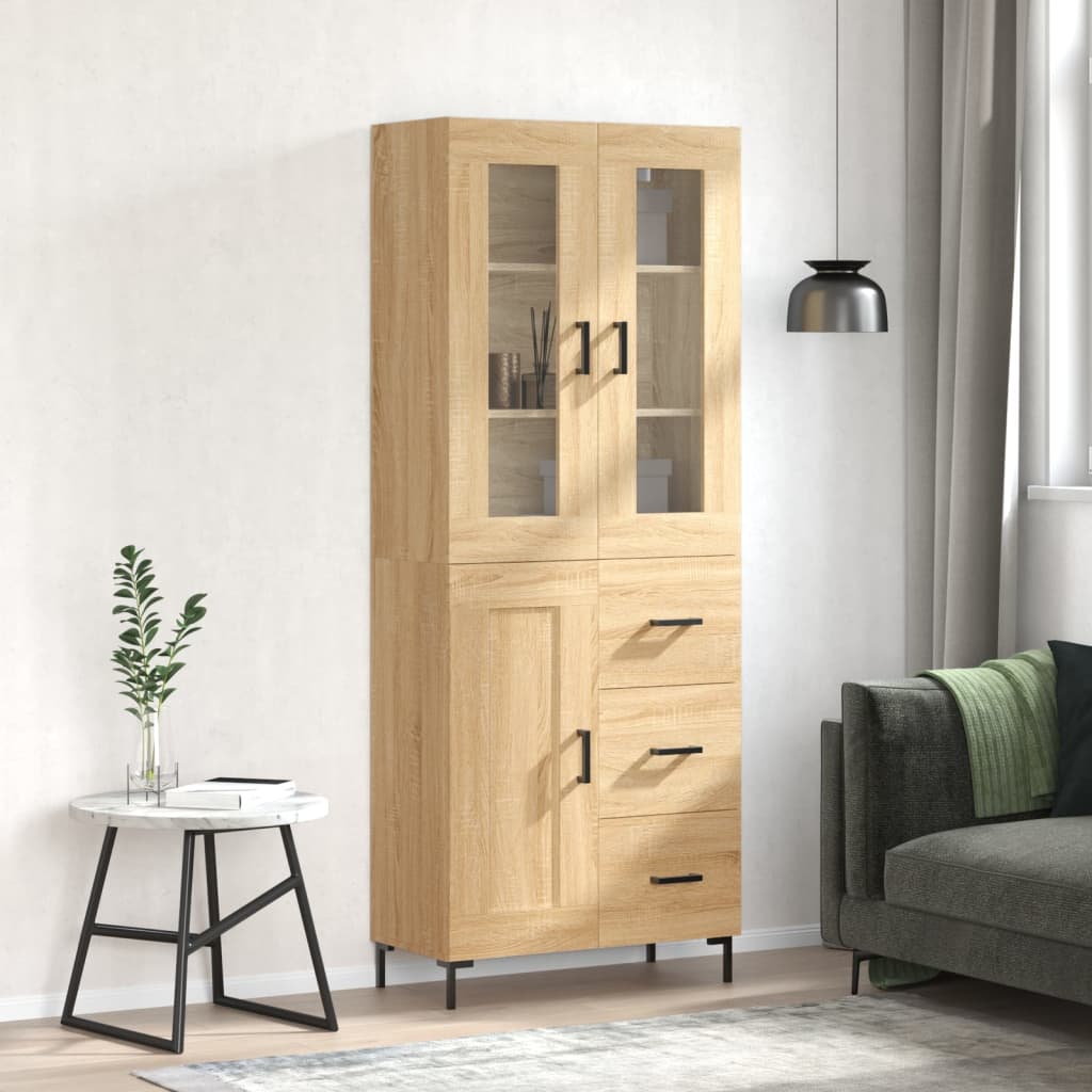 Highboard sonoma eik 69,5x34x180 cm konstruert tre