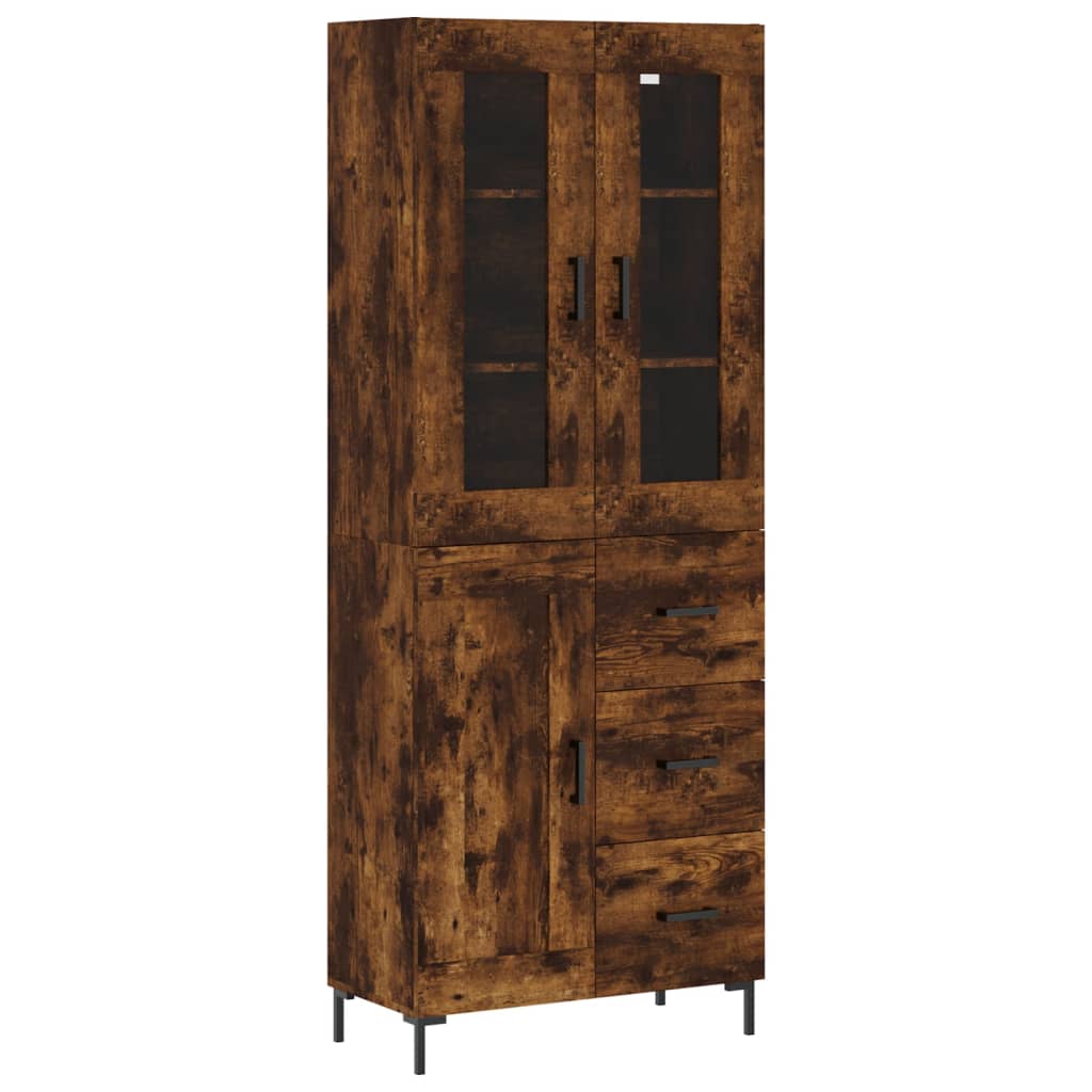 Highboard røkt eik 69,5x34x180 cm konstruert tre