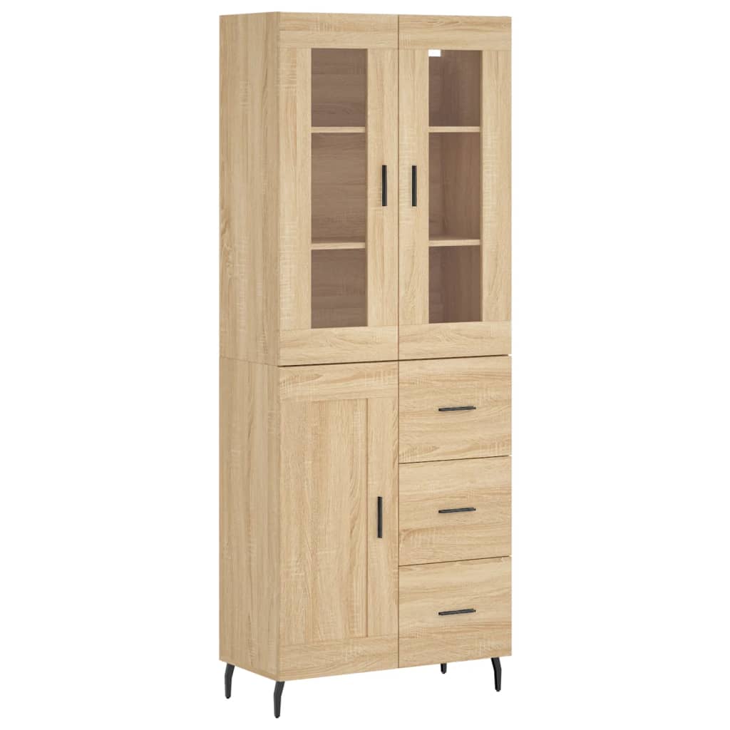 Highboard sonoma eik 69,5x34x180 cm konstruert tre