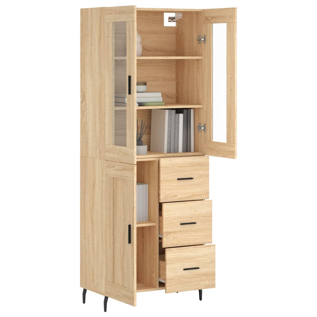 Highboard sonoma eik 69,5x34x180 cm konstruert tre
