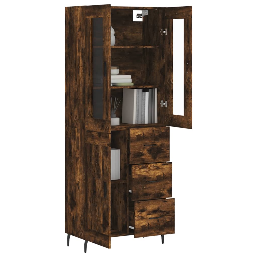 Highboard røkt eik 69,5x34x180 cm konstruert tre
