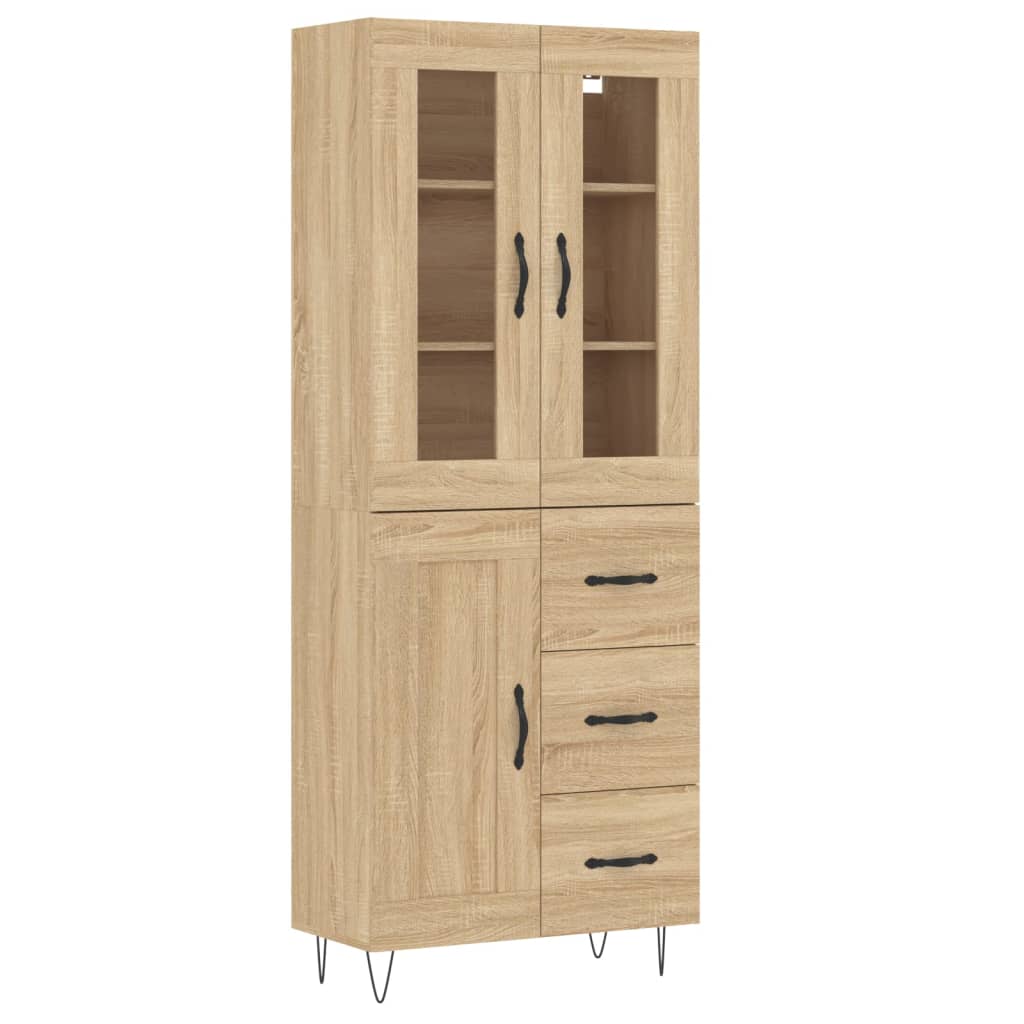 Highboard sonoma eik 69,5x34x180 cm konstruert tre vidaXL