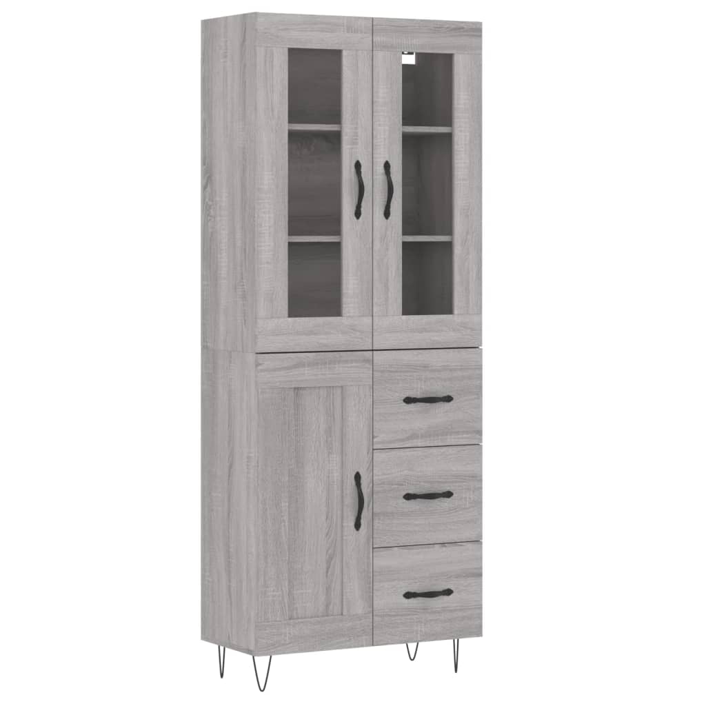 Highboard grå sonoma 69,5x34x180 cm konstruert tre vidaXL