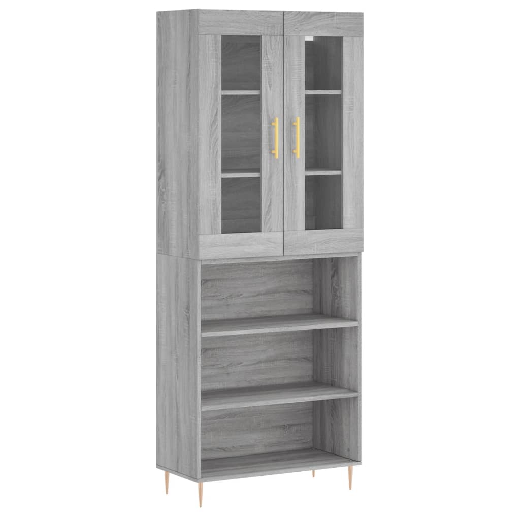 Highboard grå sonoma 69,5x34x180 cm konstruert tre