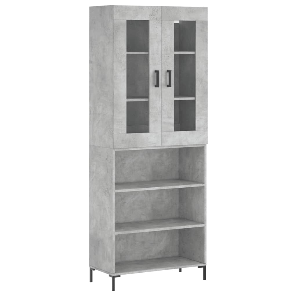 Highboard betonggrå 69,5x34x180 cm konstruert tre