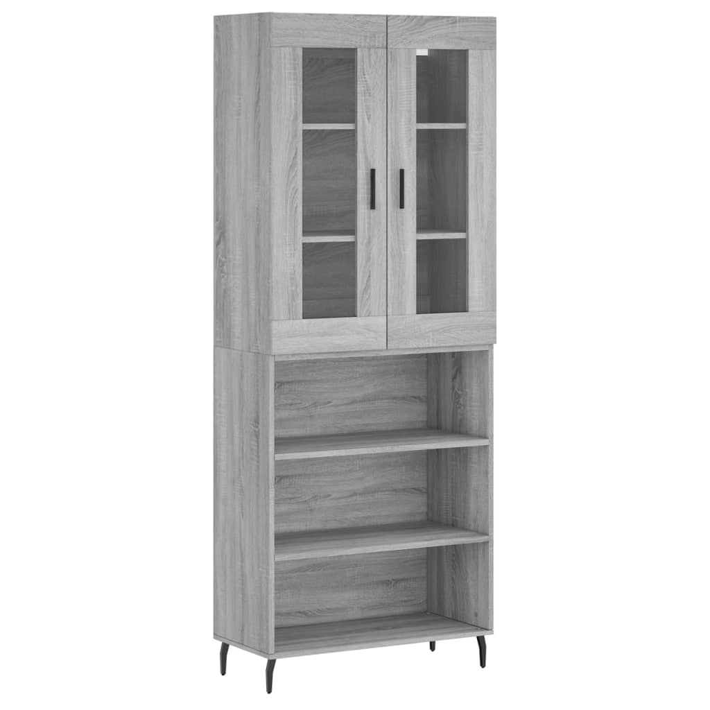 Highboard grå sonoma 69,5x34x180 cm konstruert tre