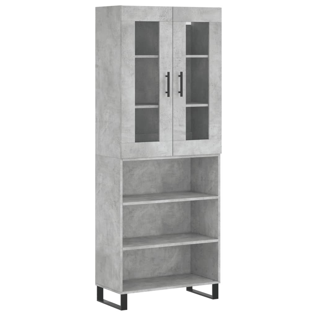 Highboard betonggrå 69,5x34x180 cm konstruert tre
