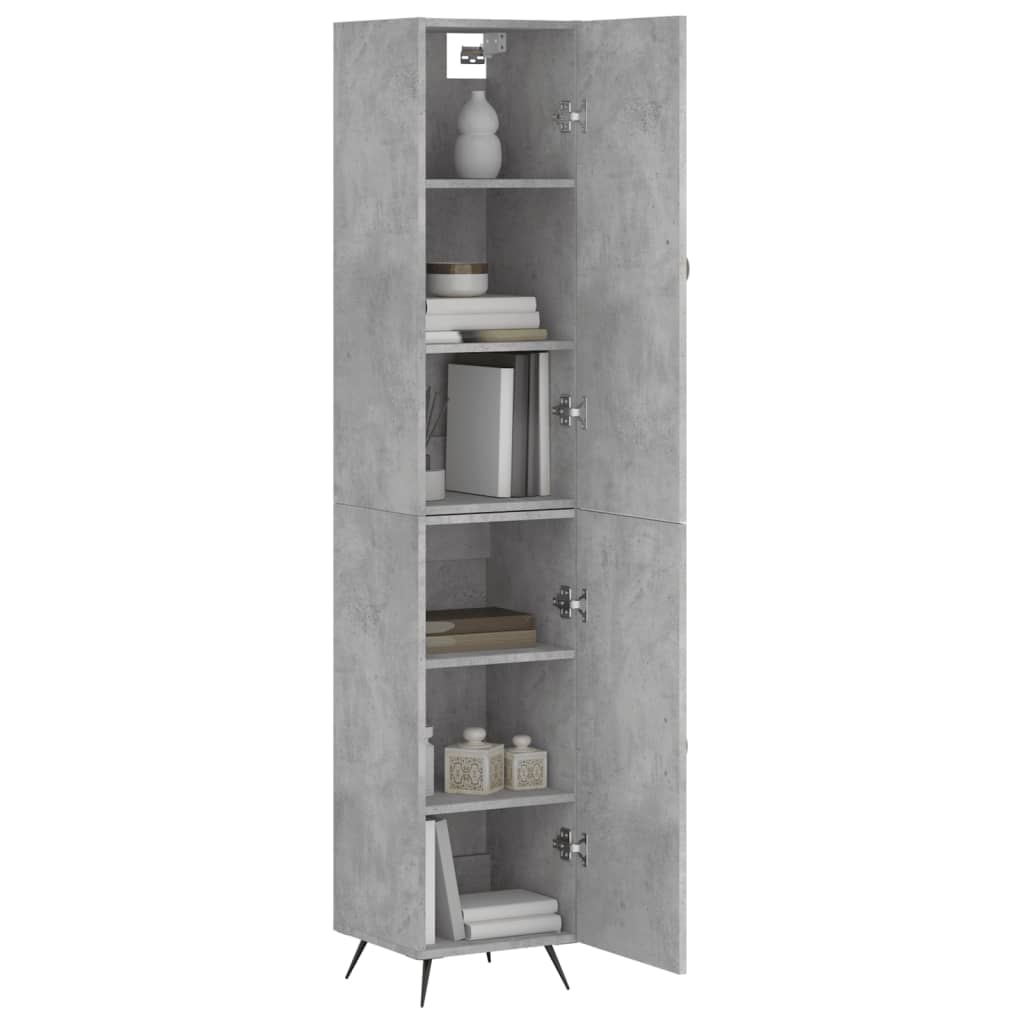 Highboard betonggrå 34,5x34x180 cm konstruert tre