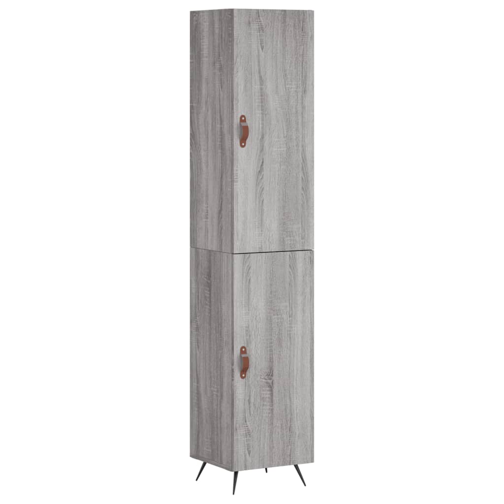 Highboard grå sonoma 34,5x34x180 cm konstruert tre
