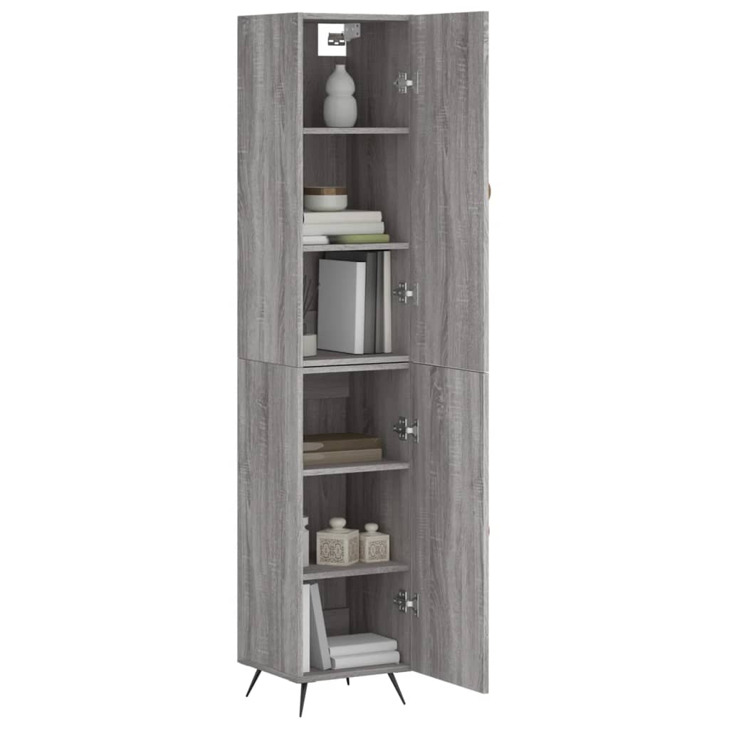 Highboard grå sonoma 34,5x34x180 cm konstruert tre