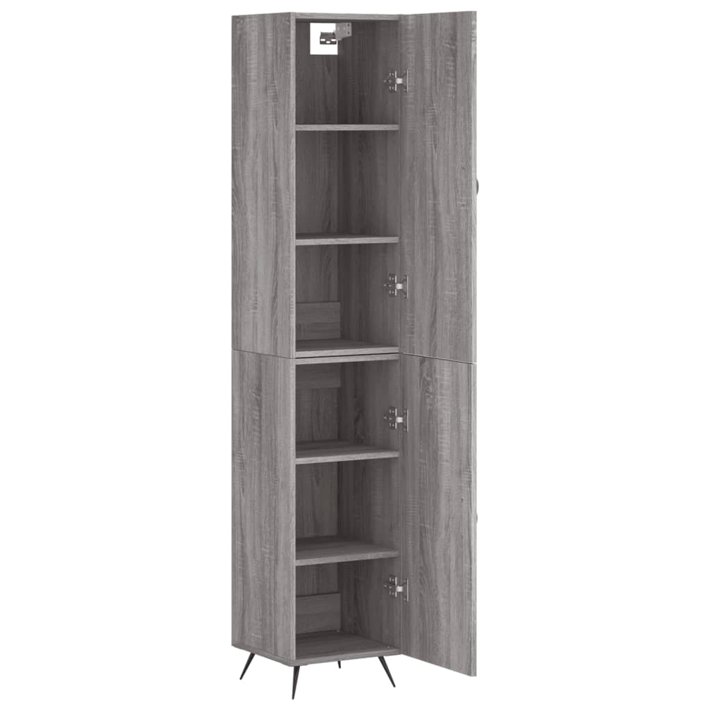 Highboard grå sonoma 34,5x34x180 cm konstruert tre