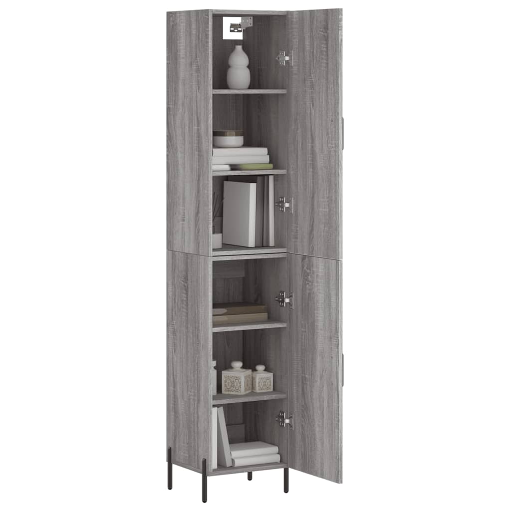 Highboard grå sonoma 34,5x34x180 cm konstruert tre