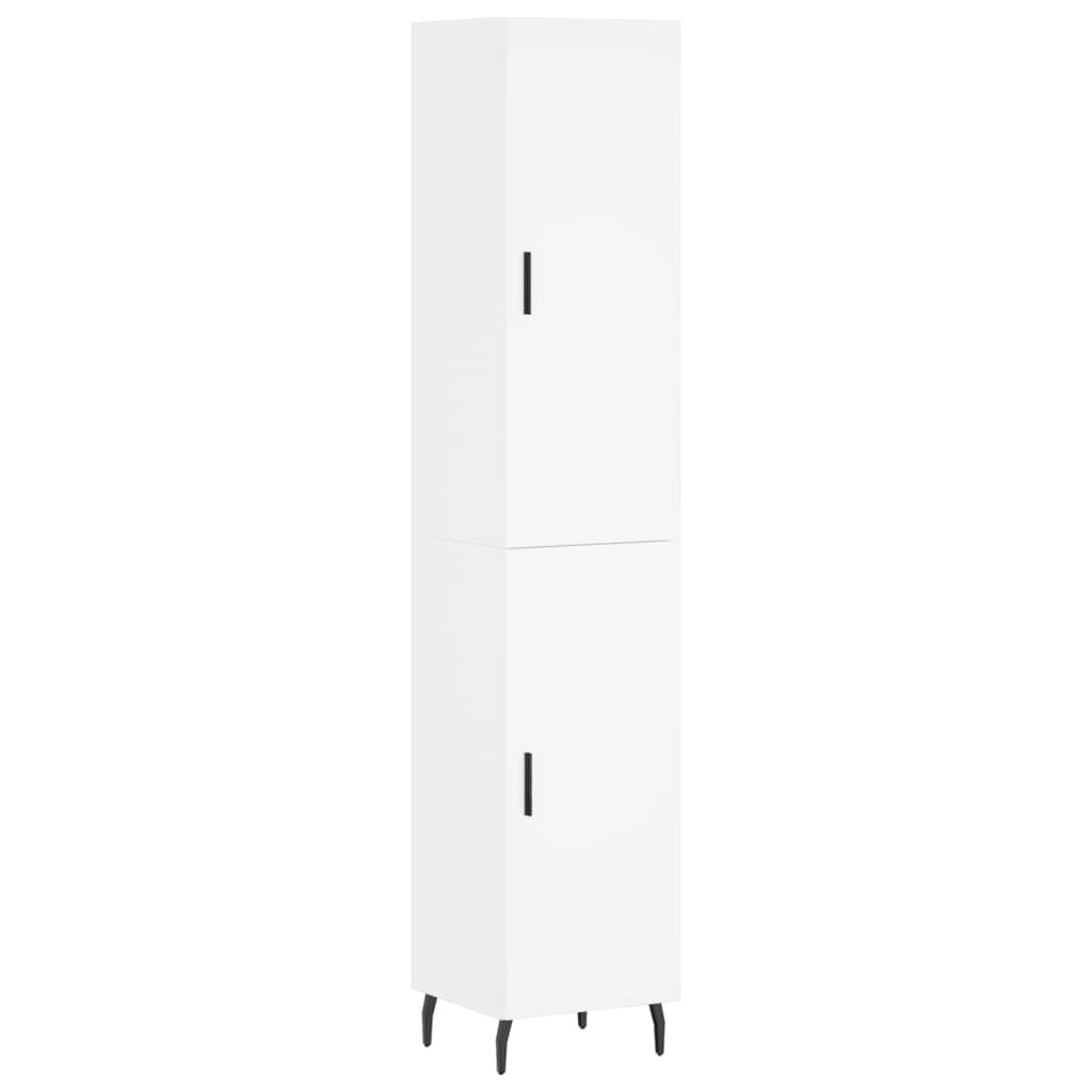 Highboard hvit 34,5x34x180 cm konstruert tre