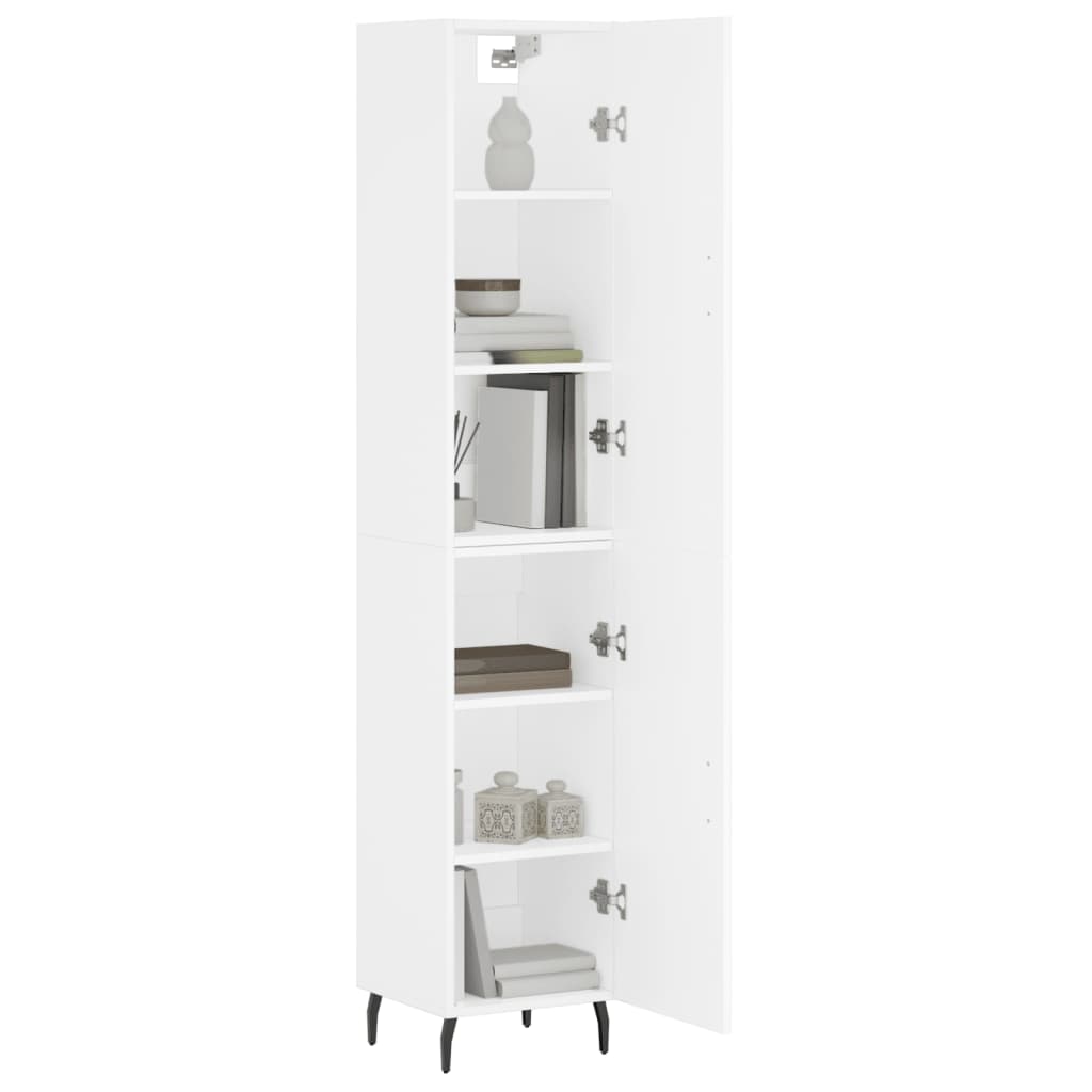Highboard hvit 34,5x34x180 cm konstruert tre