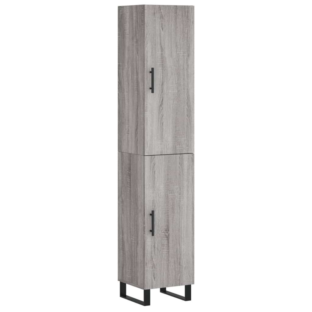 Highboard grå sonoma 34,5x34x180 cm konstruert tre