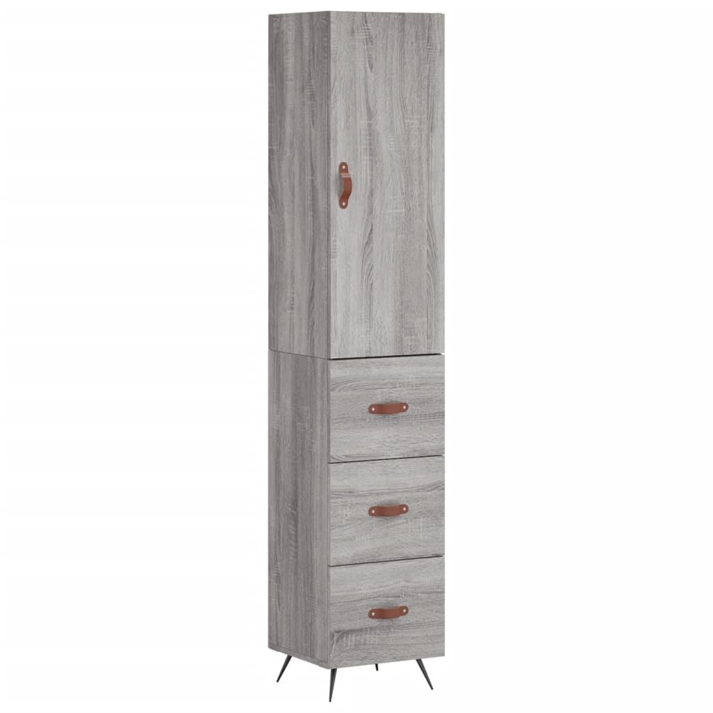 Highboard grå sonoma 34,5x34x180 cm konstruert tre