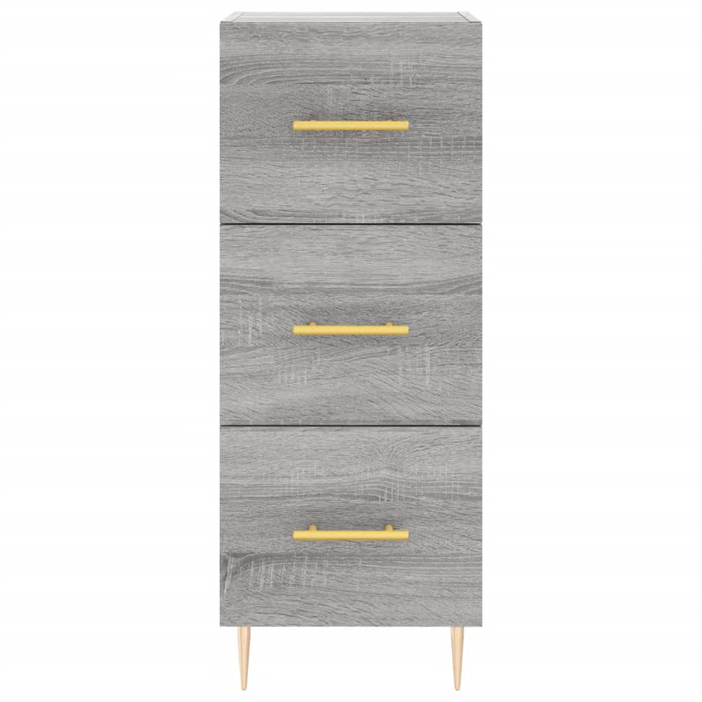 Highboard grå sonoma 34,5x34x180 cm konstruert tre