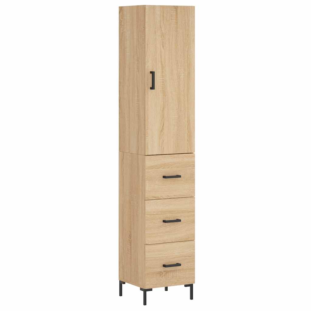 Highboard sonoma eik 34,5x34x180 cm konstruert tre