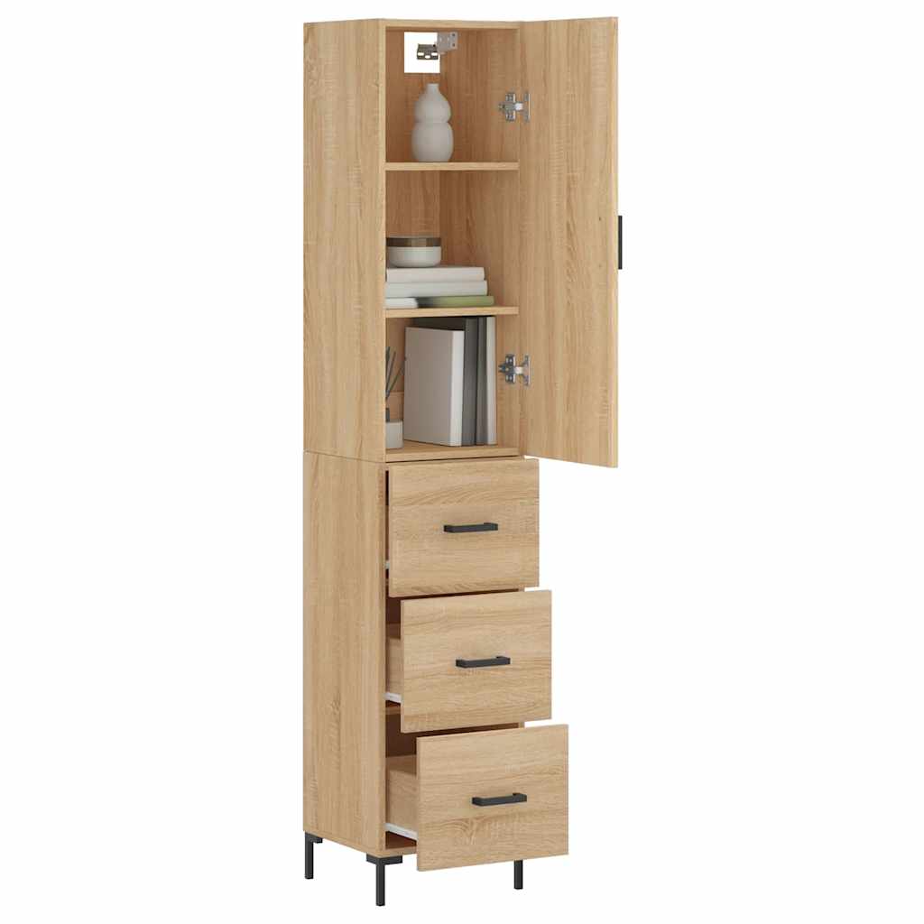 Highboard sonoma eik 34,5x34x180 cm konstruert tre