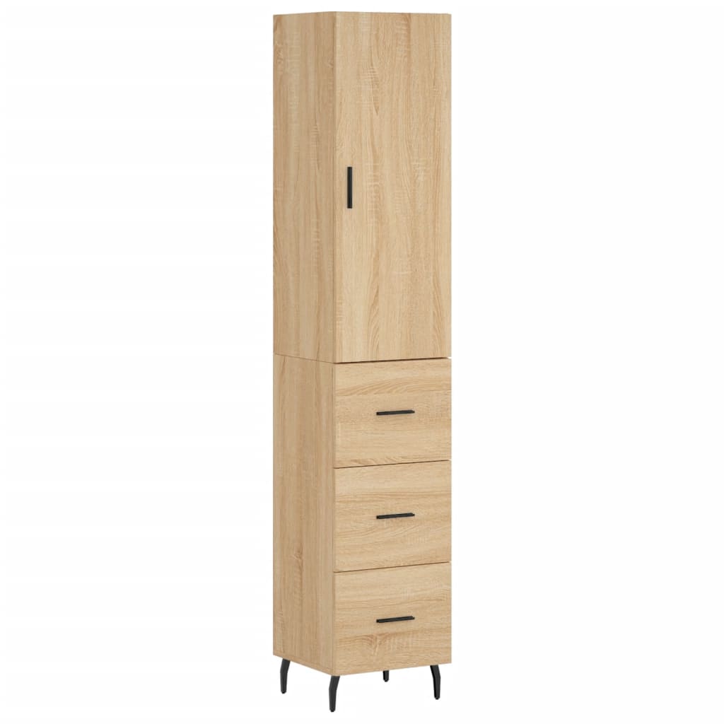 Highboard sonoma eik 34,5x34x180 cm konstruert tre