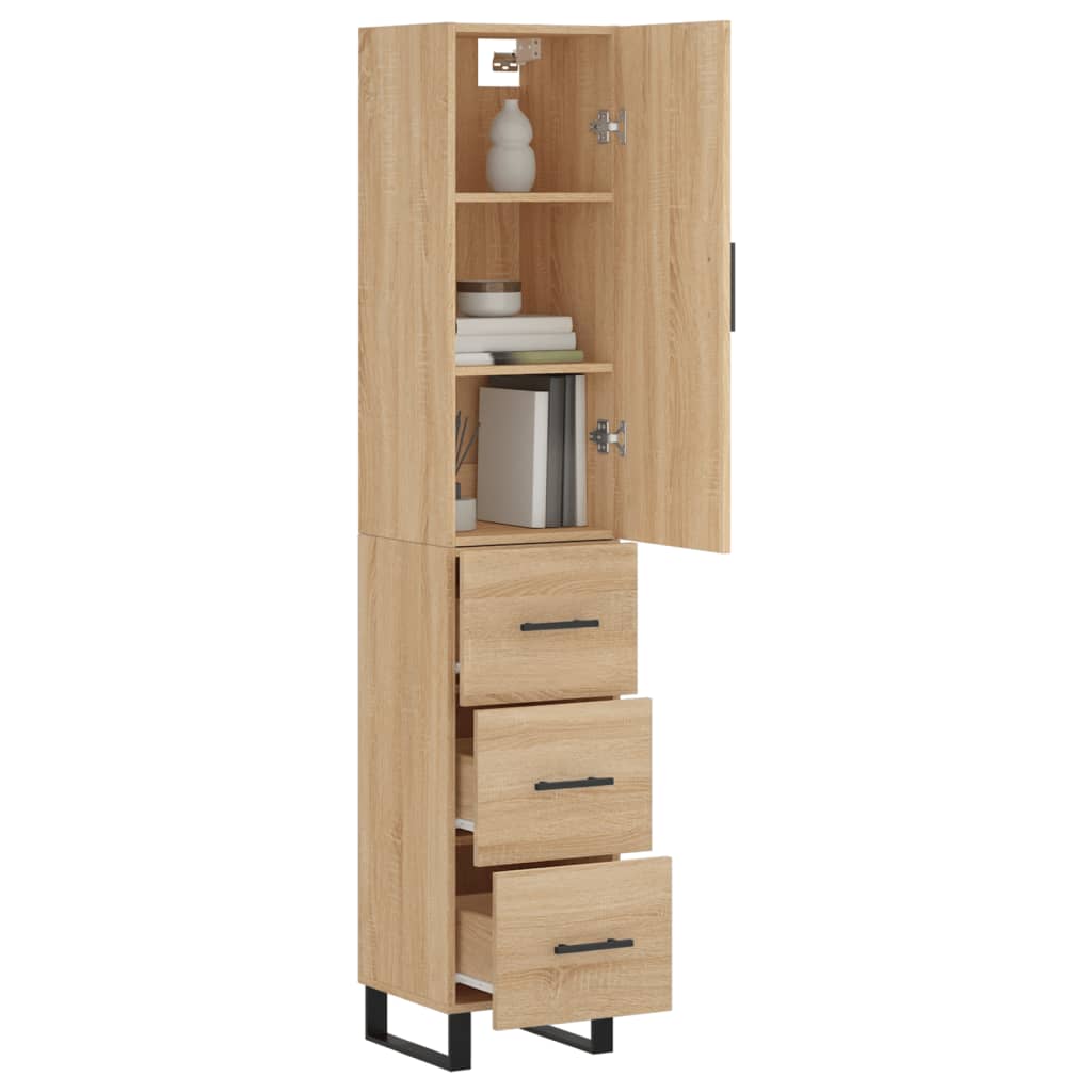 Highboard sonoma eik 34,5x34x180 cm konstruert tre