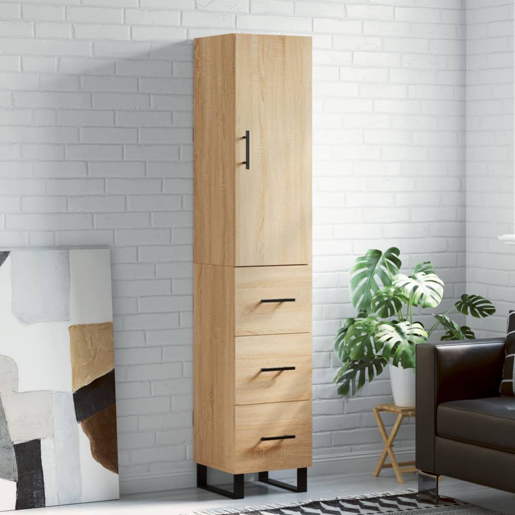 Highboard sonoma eik 34,5x34x180 cm konstruert tre