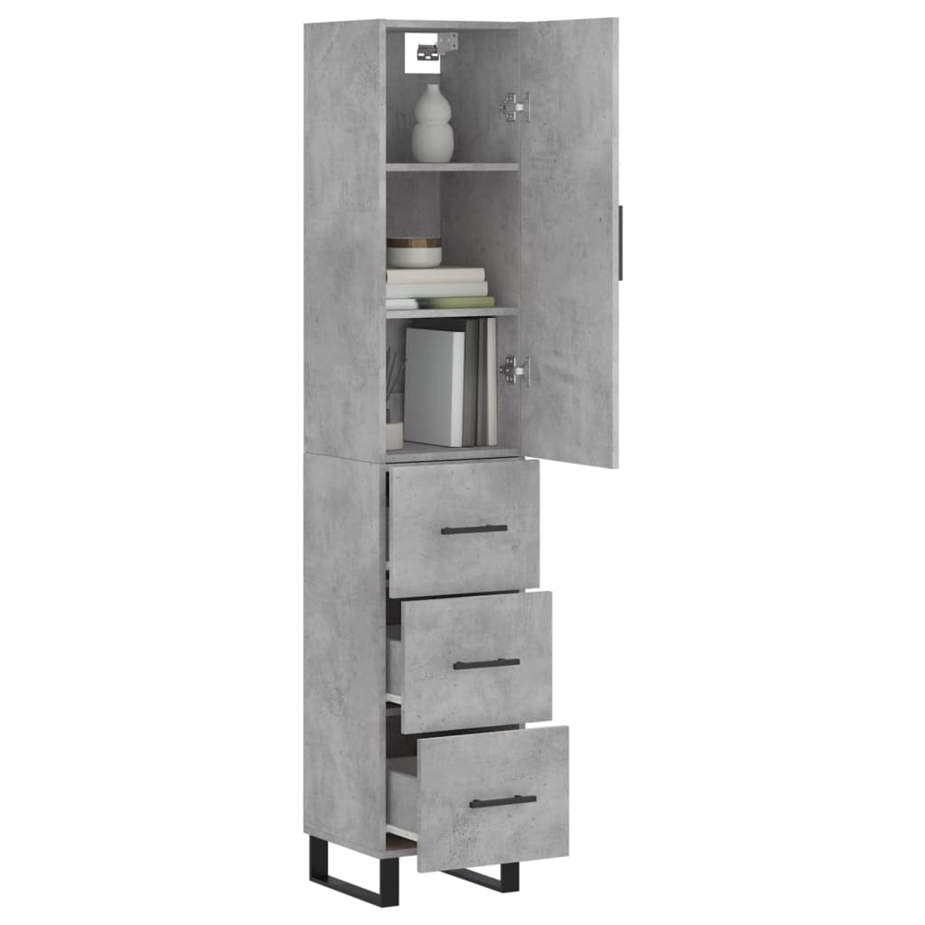 Highboard betonggrå 34,5x34x180 cm konstruert tre vidaXL