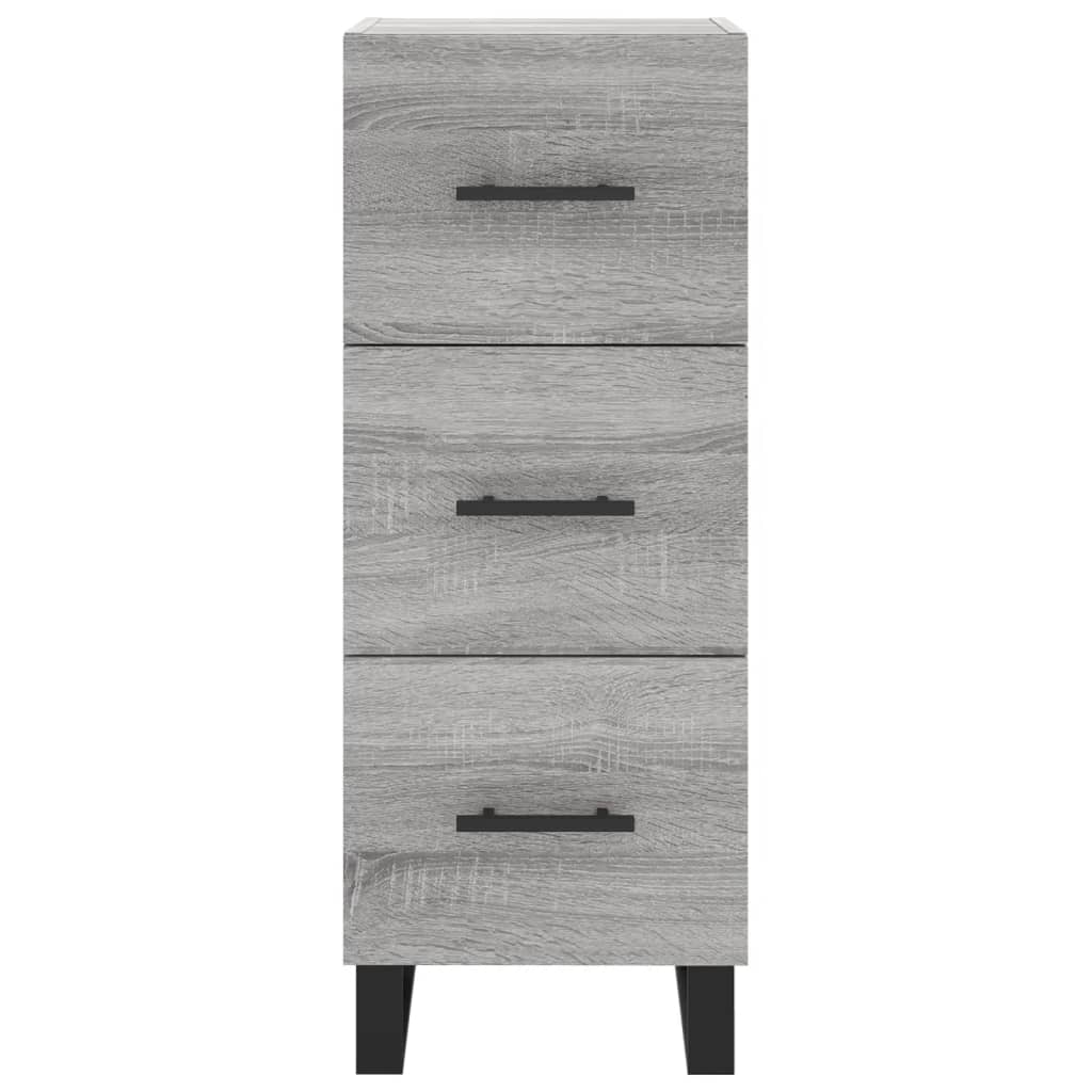 Highboard grå sonoma 34,5x34x180 cm konstruert tre