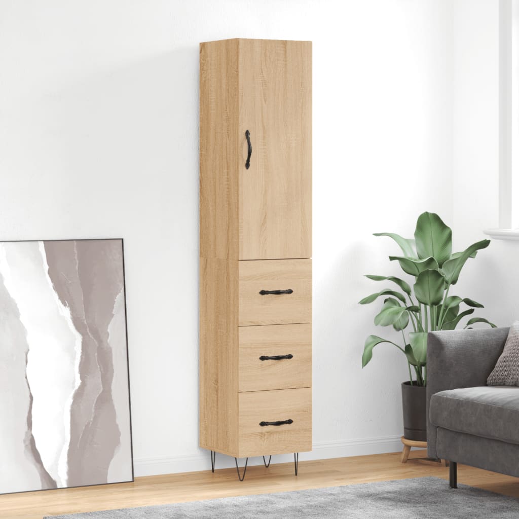 Highboard sonoma eik 34,5x34x180 cm konstruert tre
