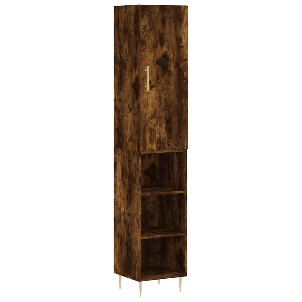 Highboard røkt eik 34,5x34x180 cm konstruert tre