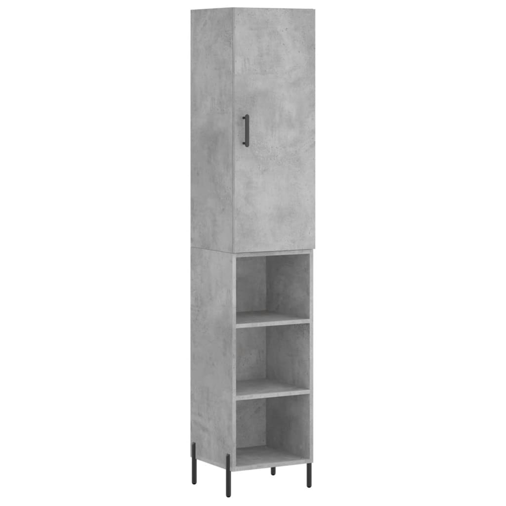 Highboard betonggrå 34,5x34x180 cm konstruert tre