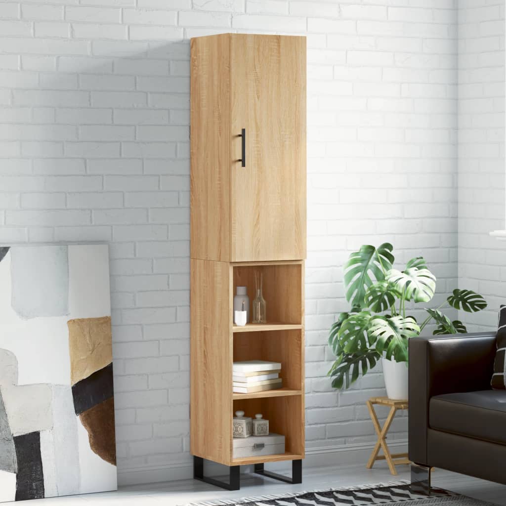 Highboard sonoma eik 34,5x34x180 cm konstruert tre vidaXL