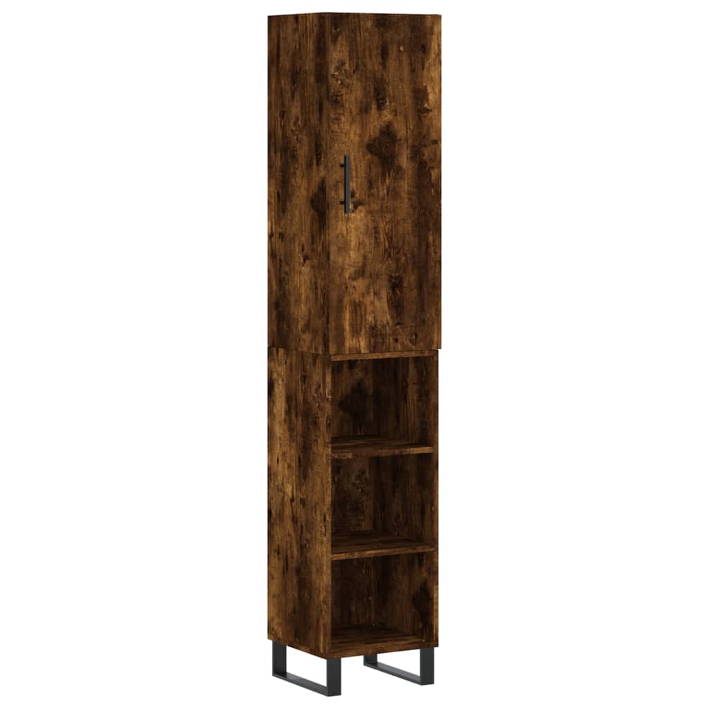 Highboard røkt eik 34,5x34x180 cm konstruert tre