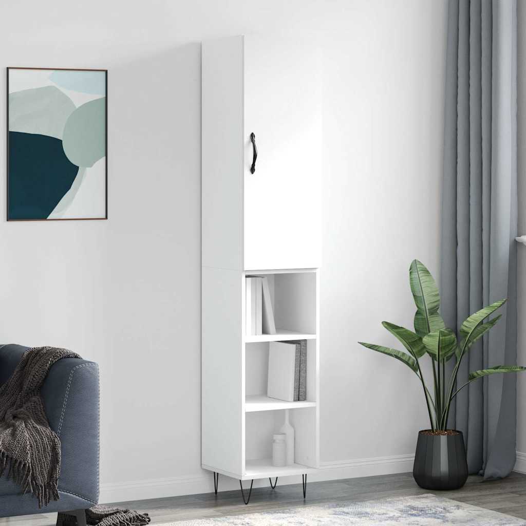 Highboard hvit 34,5x34x180 cm konstruert tre vidaXL