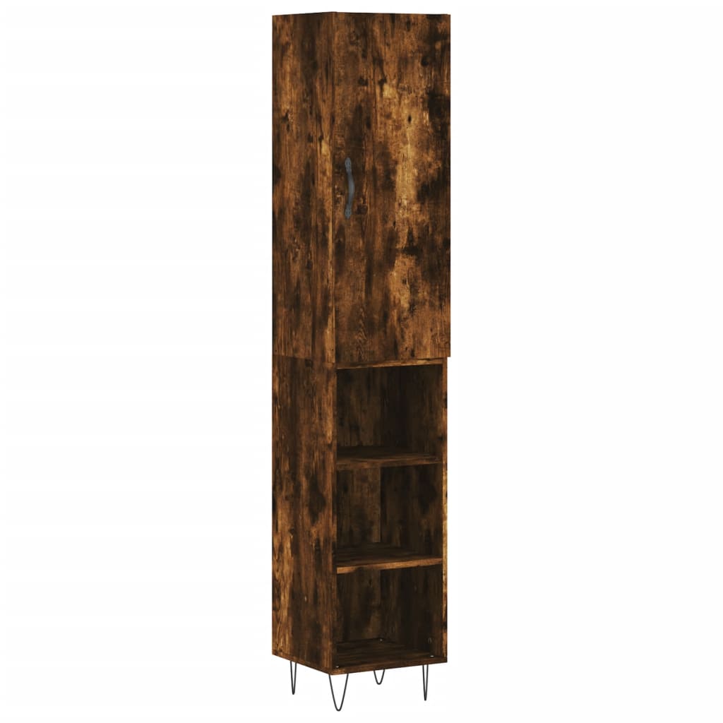 Highboard røkt eik 34,5x34x180 cm konstruert tre