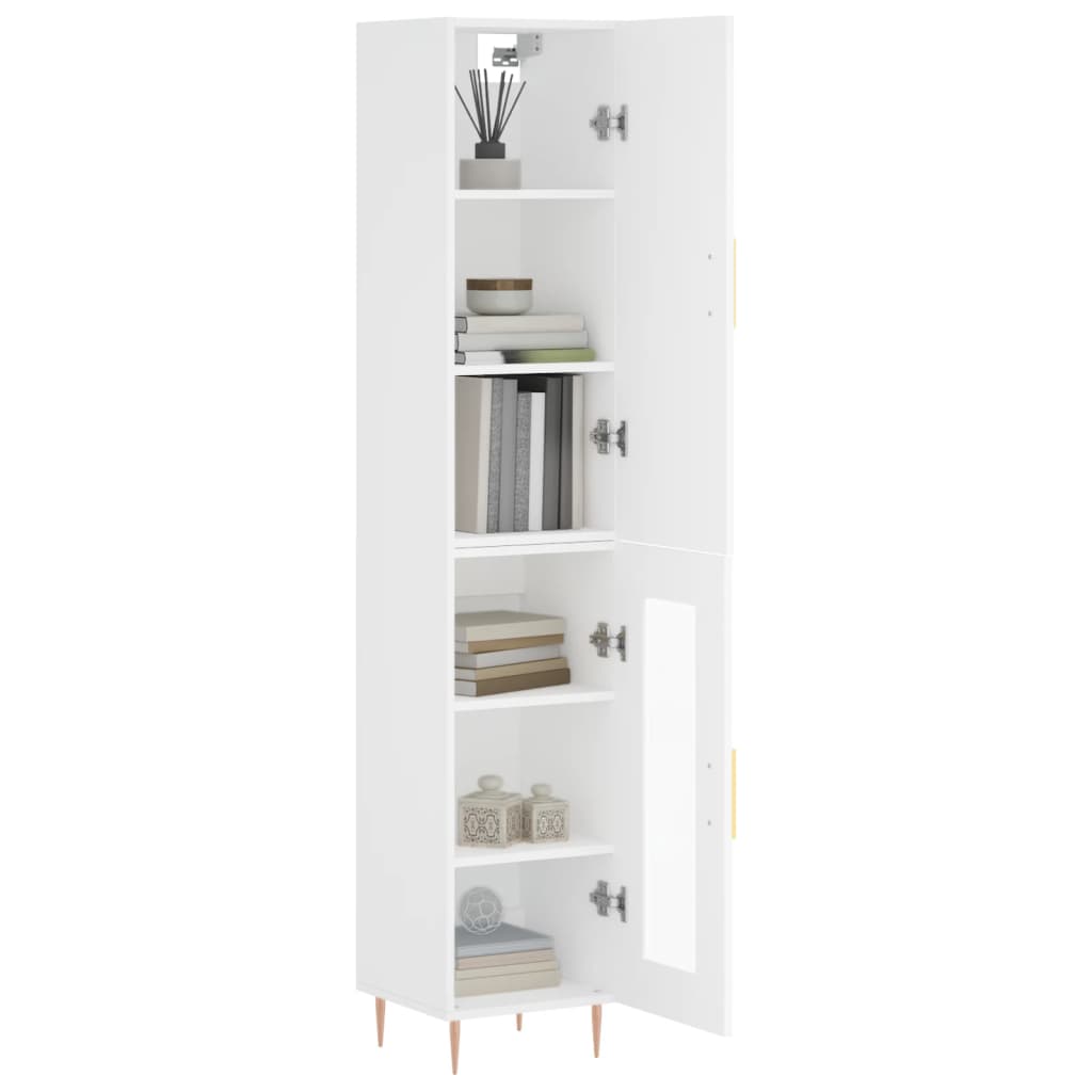 Highboard hvit 34,5x34x180 cm konstruert tre